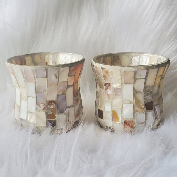 Yankee Candle Other - Set of 2 Yankee Candle Mosaic Glass Pearl Candle holders.